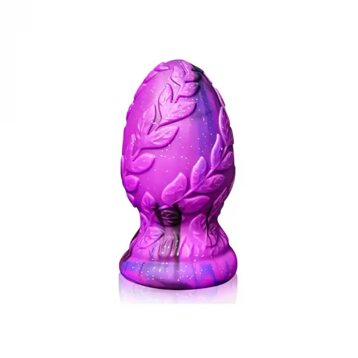 Mor Yaprak Desenli Silikon Anal Plug Küçük –  Vakum Tabanlı