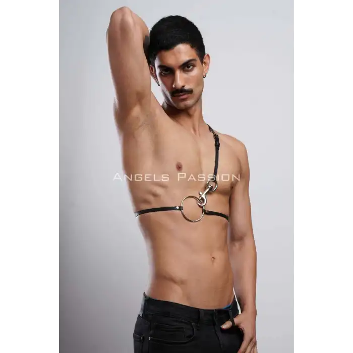 Omuz Detaylı Erkek Deri Göğüs Harness, Gömlek Kemeri - APFTM110