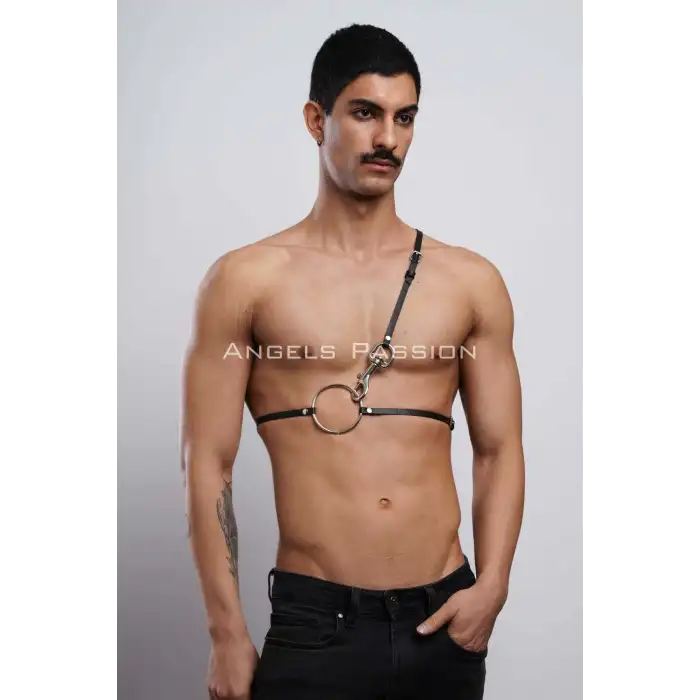 Omuz Detaylı Erkek Deri Göğüs Harness, Gömlek Kemeri - APFTM110
