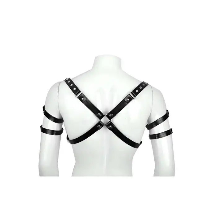 Omuz ve Kol Detaylı Şık Deri Erkek Harness, Erkek Club Giyim - APFTM164
