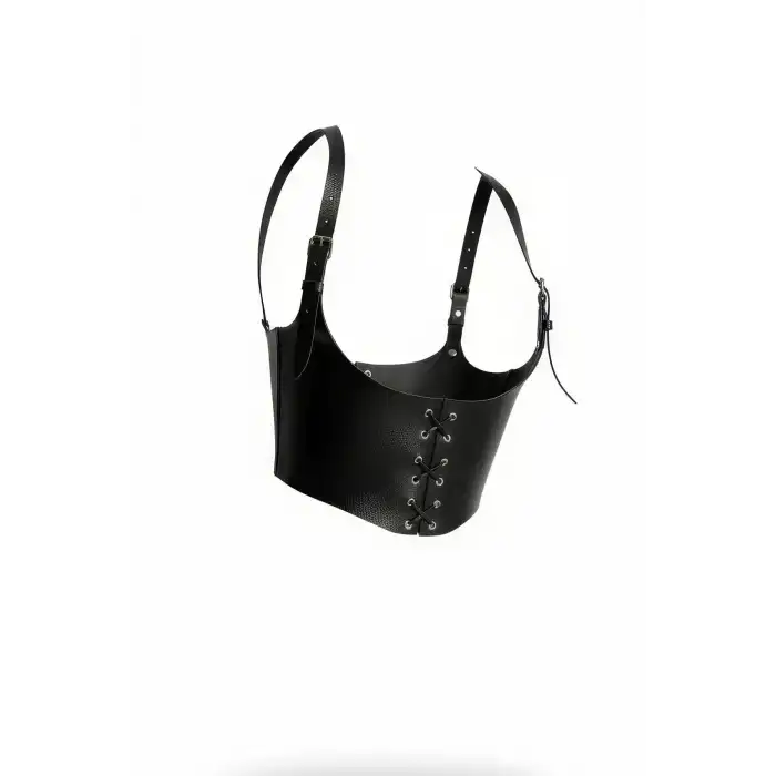 Omuzdan Askılı Deri Korse Kemer, Siyah Kadın Deri Kemer - APFT1428