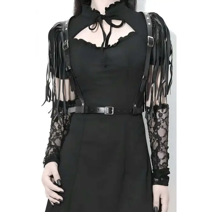 Omuzdan Püsküllü Şık Deri Bel Kemeri Harness - APFT1178