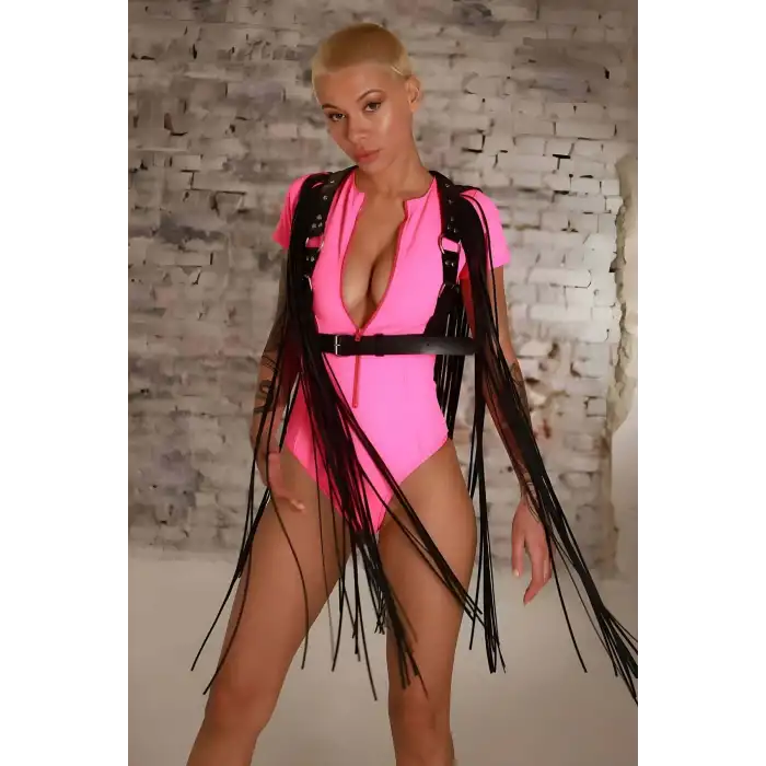 Omuzları Püskül Detaylı Ceket Kemer - APFT1032