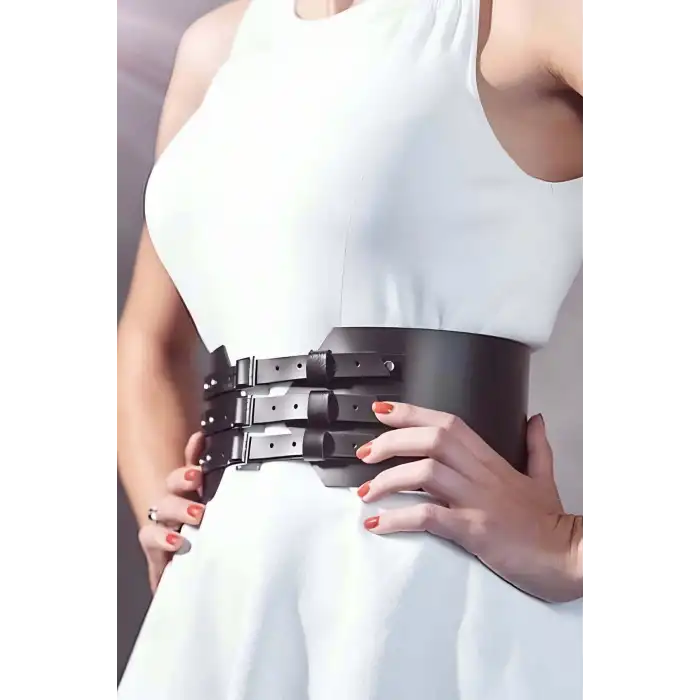 Önde 3 Toka Detaylı Şık Deri Kemer - APFT618