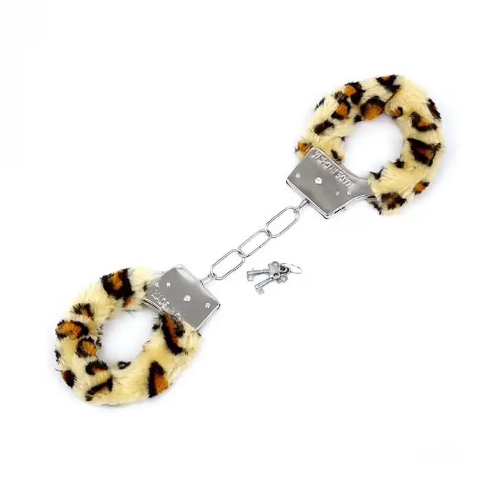 Peluşlu Metal Fantezi Kelepçe Leopar