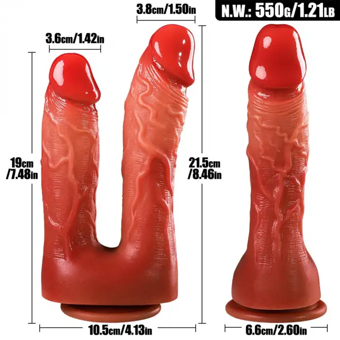 Pembe Tilki Çift Başlı Realistik Dildo 21.5 cm – 19 cm
