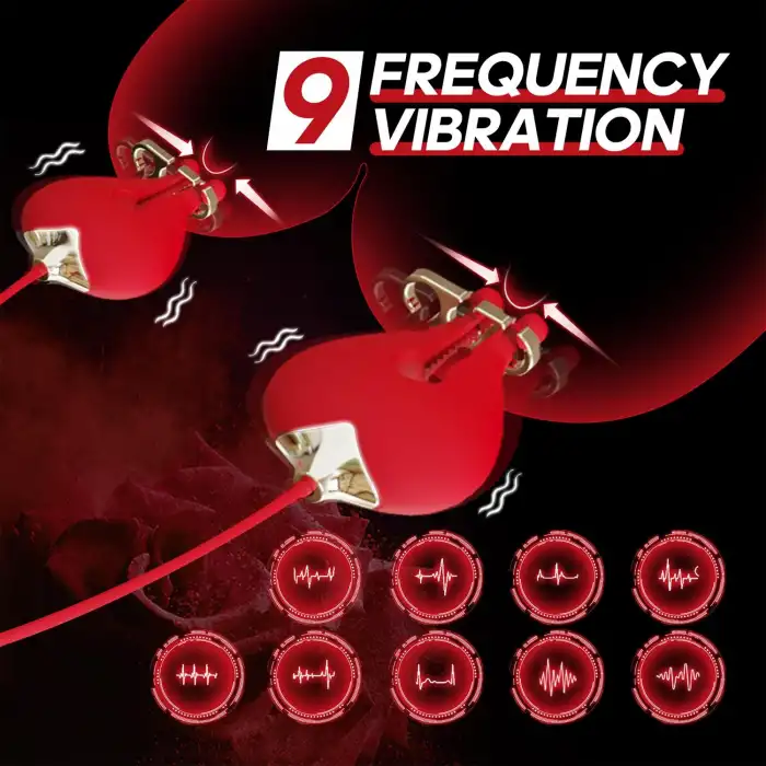 Pembe Tilki Gül Tasarımlı Ağız Tıkacı ve Titreşimli Meme Kıskaç Seti