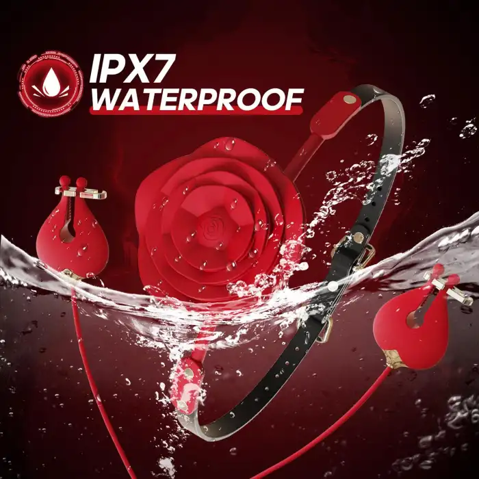 Pembe Tilki Gül Tasarımlı Ağız Tıkacı ve Titreşimli Meme Kıskaç Seti