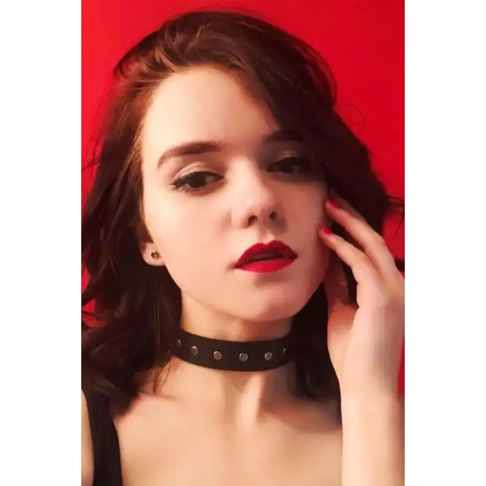 Perçin Detaylı Ayarlanabilir Şık Deri Choker - APFT670