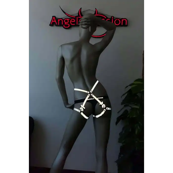 Pole Dance Wear Kalçayı Saran Seksi Reflektörlü Harness - APFT388