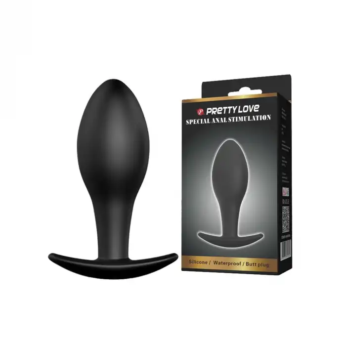 Pretty Love Siyah Kadife Dokulu Silikon Anal Plug