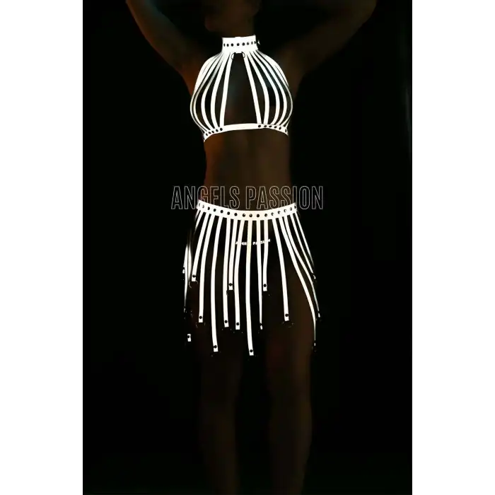 Püsküllü Reflektörlü Seksi Etek Büstiyer Takım - APFT584