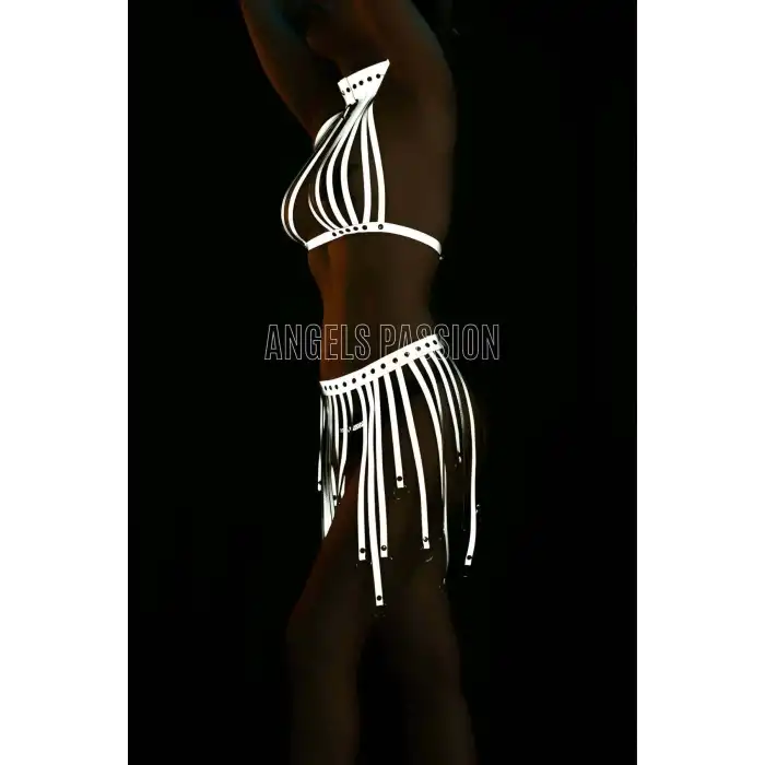 Püsküllü Reflektörlü Seksi Etek Büstiyer Takım - APFT584