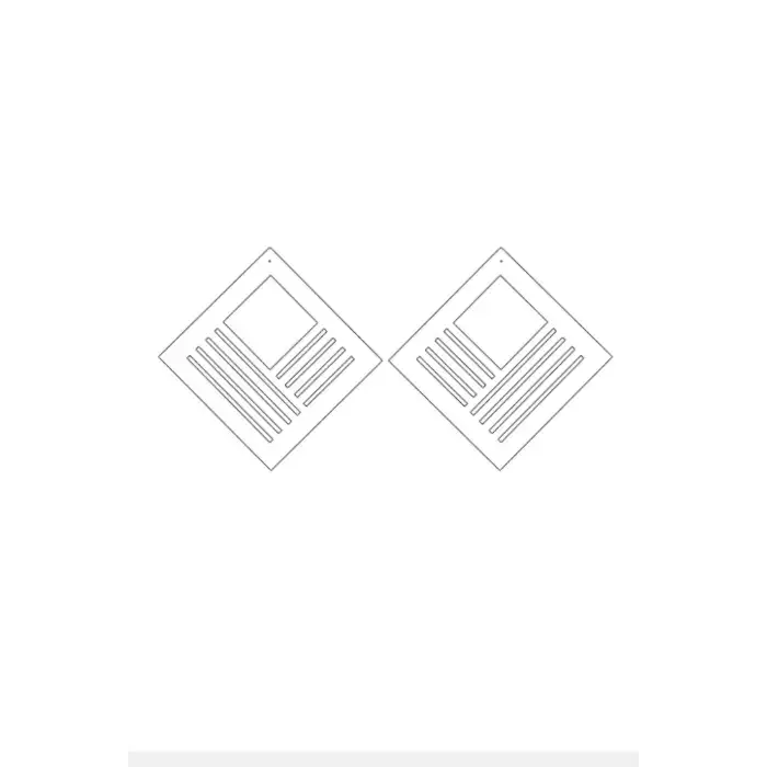 Rainbow Reflektörlü Geometrik Kare Küpe, Şık Lazer Kesim Küpe - APBJ010