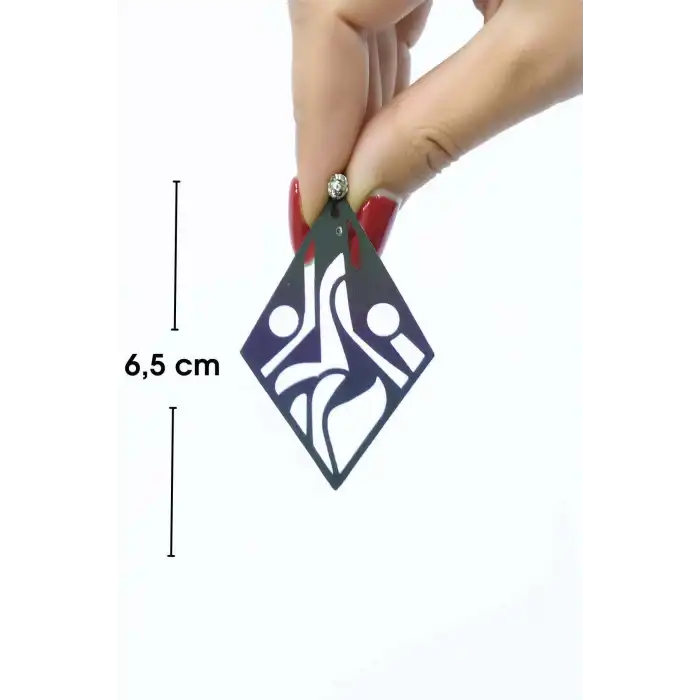 Rainbow Reflektörlü Geometrik Küpe, Tarz Lazer Kesim Küpe - APBJ009