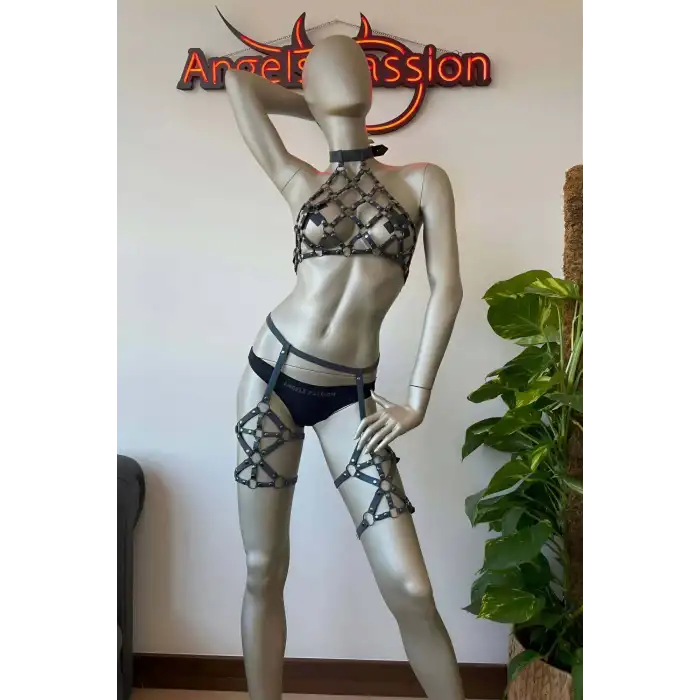 Rainbow Reflektörlü Seksi Jartiyer İç Giyim Takım - APFT460