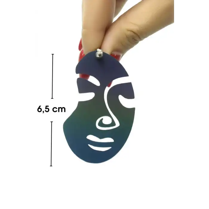 Rainbow Reflektörlü Soyut Kadın Yüzü Küpe, Şık Lazer Kesim Küpe - APBJ005