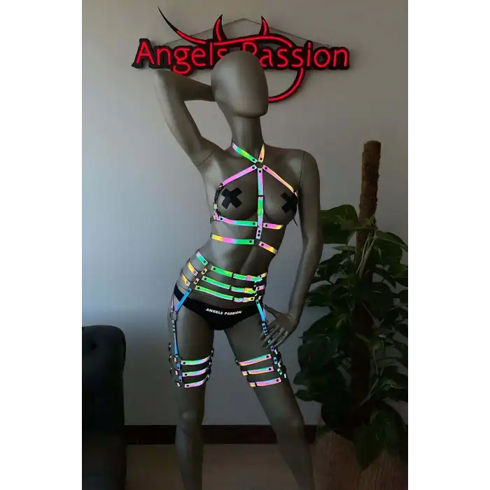 Reels Videoları İçin Özel Ürünler Karanlıkta Parlayan Reflektörlü Harness Takım