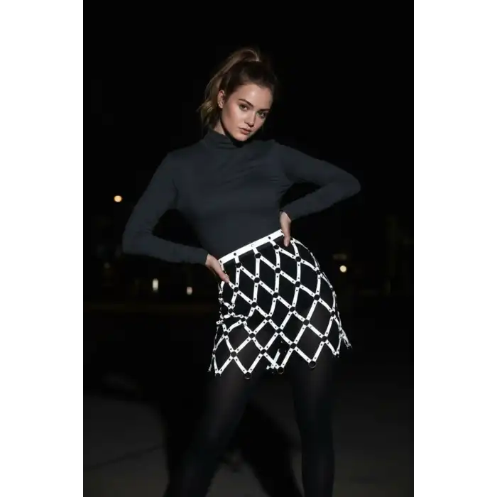 Reflektörlü Etek, Baklava Detaylı Etek, Parti Eteği - APFT694