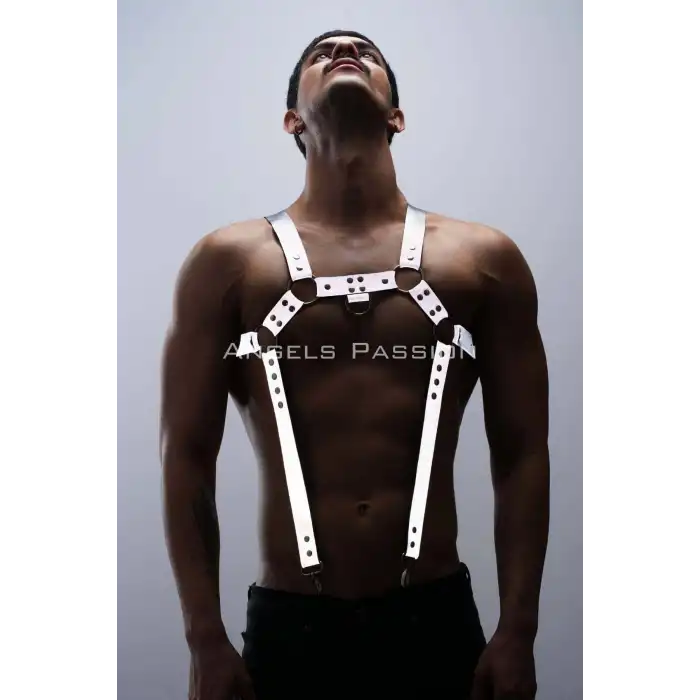 Reflektörlü (Karanlıkta Parlayan) Erkek Göğüs Harness, Reflektörlü Pantolon Askısı, Clubwear - APFTM23