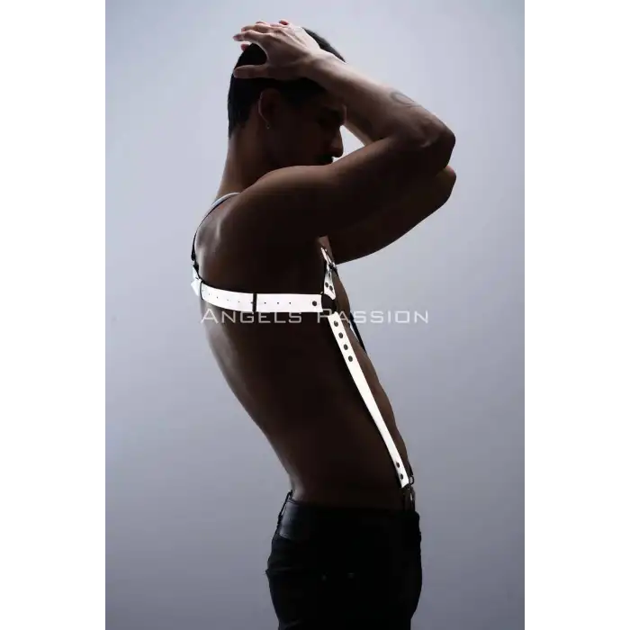 Reflektörlü (Karanlıkta Parlayan) Erkek Göğüs Harness, Reflektörlü Pantolon Askısı, Clubwear - APFTM23