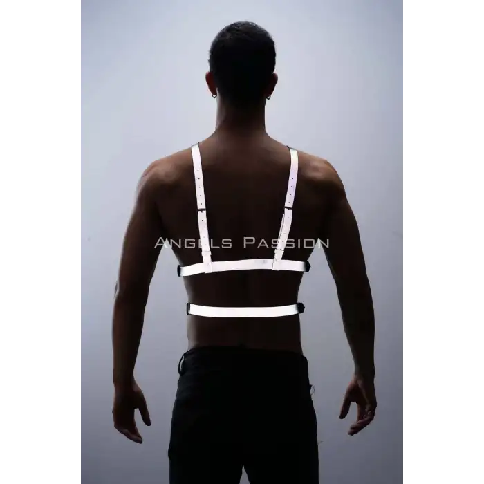 Reflektörlü (Karanlıkta Parlayan) Göğüs Harness, Clubwear, Tarz Erkek Vücut Aksesuar - APFTM40