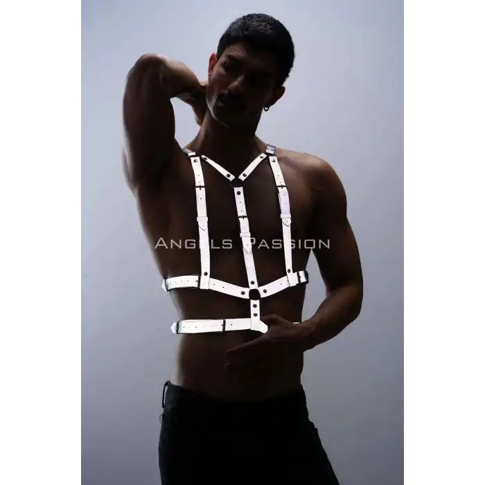 Reflektörlü (Karanlıkta Parlayan) Göğüs Harness, Clubwear, Tarz Erkek Vücut Aksesuar - APFTM40