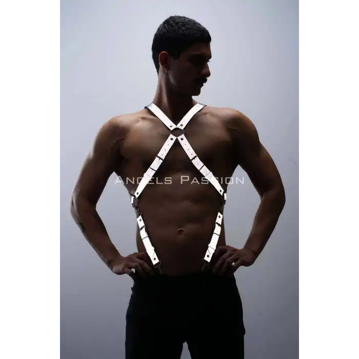 Reflektörlü (Karanlıkta Parlayan) Pantolon Askısı, Reflektörlü Clubwear, Göğüs Harness - APFTM84