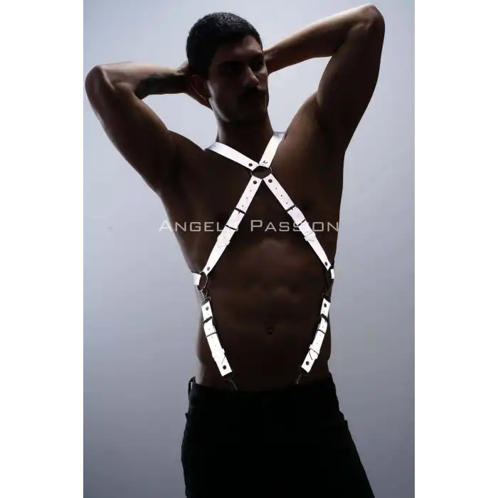 Reflektörlü (Karanlıkta Parlayan) Pantolon Askısı, Reflektörlü Clubwear, Göğüs Harness - APFTM84