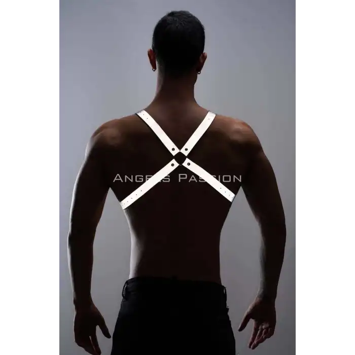 Reflektörlü (Karanlıkta Yansıyan) Erkek Göğüs Harness, Erkek Parti Giyim - APFTM43