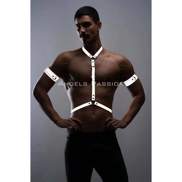Reflektörlü Karanlıkta Yansıyan (Reflektörlü) Erkek Göğüs ve Pazu Harness Takım - APFTM15
