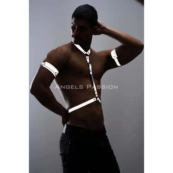 Reflektörlü Karanlıkta Yansıyan (Reflektörlü) Erkek Göğüs ve Pazu Harness Takım - APFTM15