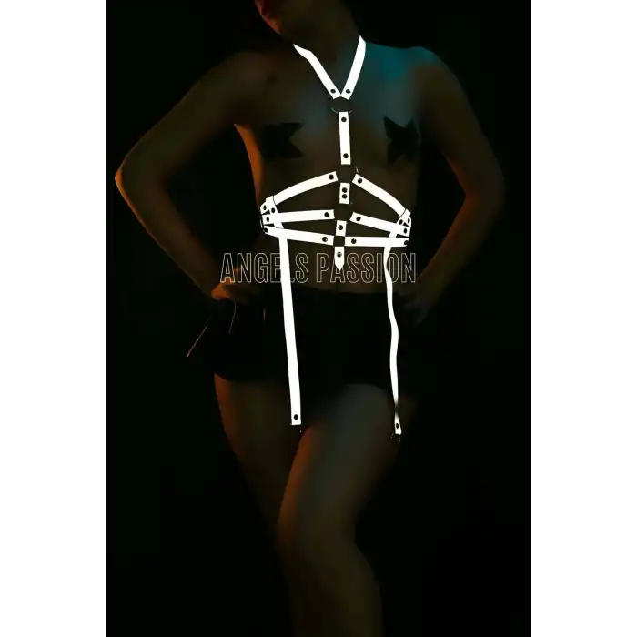 Reflektörlü Seksi Jartiyer Body Harness İç Giyim - APFT16