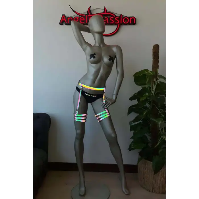 Renkli ve Karanlıkta Işıkla Parlayan Reflektörlü Bacak Harness