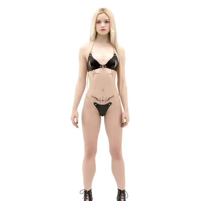 Seksi Deri Sütyen Ve Külot Harness Takım - APFT1424