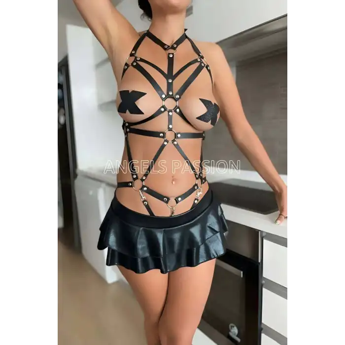 Seksi Deri Vücut Harness - APFT316
