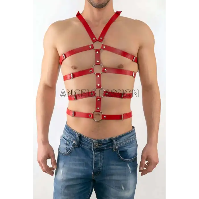 Seksi Erkek Body Harness, Deri Erkek Body Harness - APFTM54