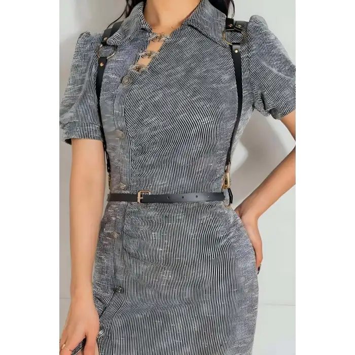 Seksi Omuzdan Askılı Deri Bel Kemeri, Giysi Aksesuar - APFT1180