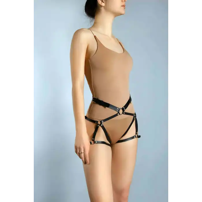 Şık Deri Seksi Külot Harness - APFT1029