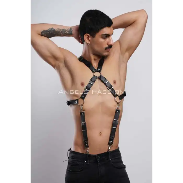 Şık Erkek Gömlek Kemeri, Erkek Pantolon Askısı, Deri Göğüs Harness - APFTM84