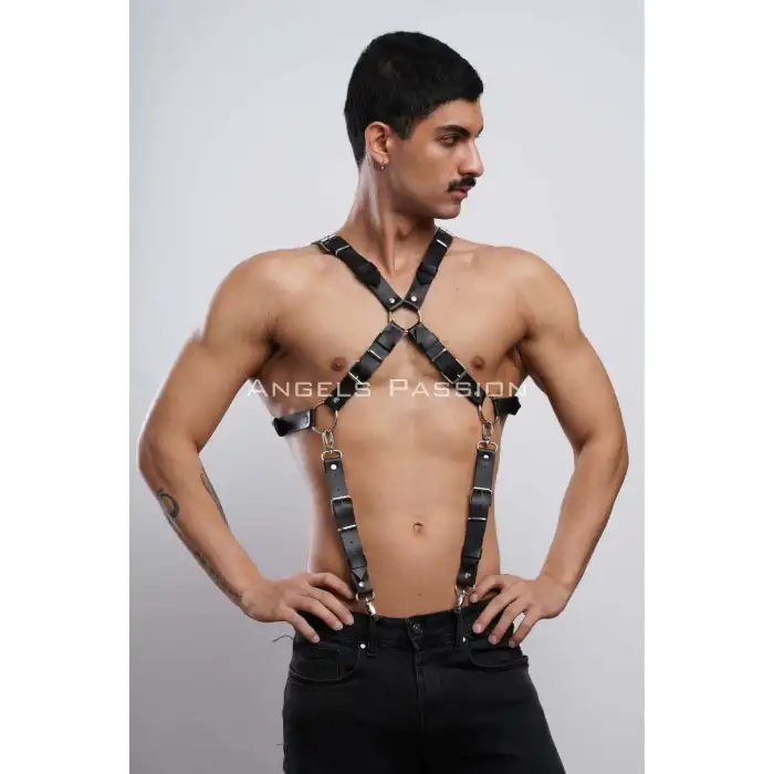Şık Erkek Gömlek Kemeri, Erkek Pantolon Askısı, Deri Göğüs Harness - APFTM84