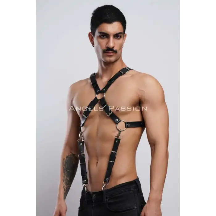 Şık Erkek Gömlek Kemeri, Erkek Pantolon Askısı, Deri Göğüs Harness - APFTM84