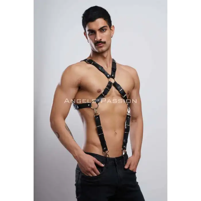 Şık Erkek Gömlek Kemeri, Erkek Pantolon Askısı, Deri Göğüs Harness - APFTM84
