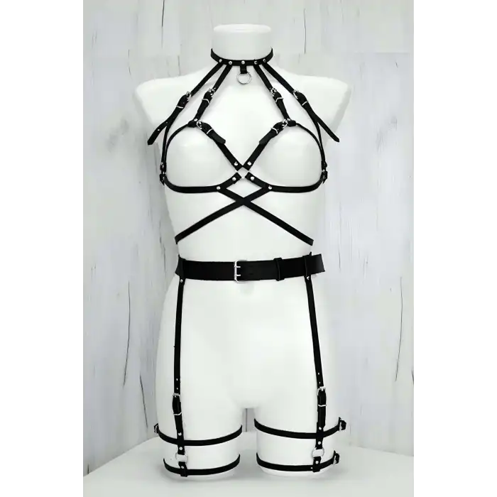 Şık ve Seksi Deri Fantazi Giyim Takım - APFT325