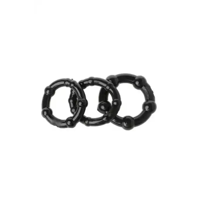 Silikon Boğumlu Penis Halkası Siyah 3’lü