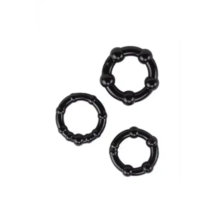 Silikon Boğumlu Penis Halkası Siyah 3’lü