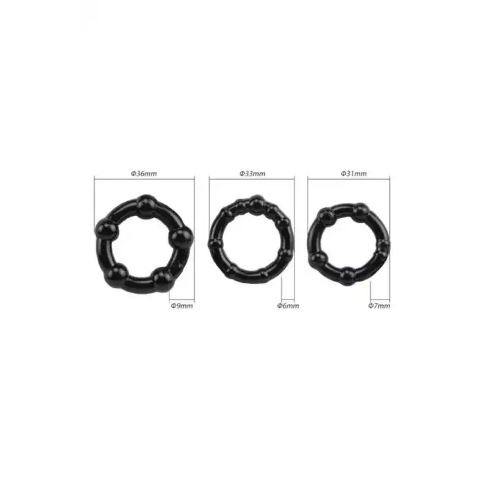 Silikon Boğumlu Penis Halkası Siyah 3’lü