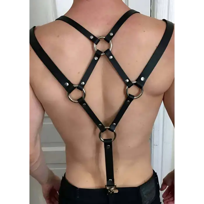 Sırt Detaylı Erkek Deri Fantazi Giyim - APFTM10