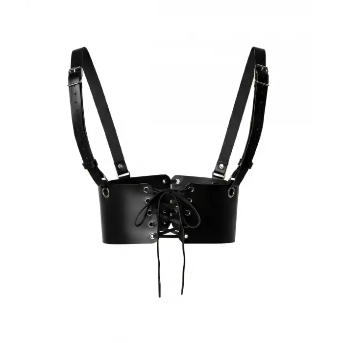 Siyah Deri Kadın Elbise Kemeri, Omuzdan Askılı Elbise Kemeri - APFT1429