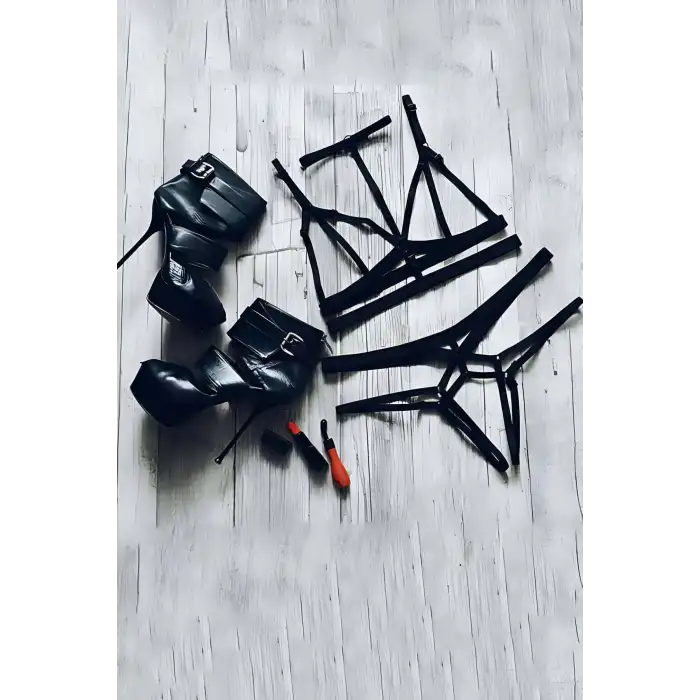 Sütyen - String Lastik Harness Takım - APFT144